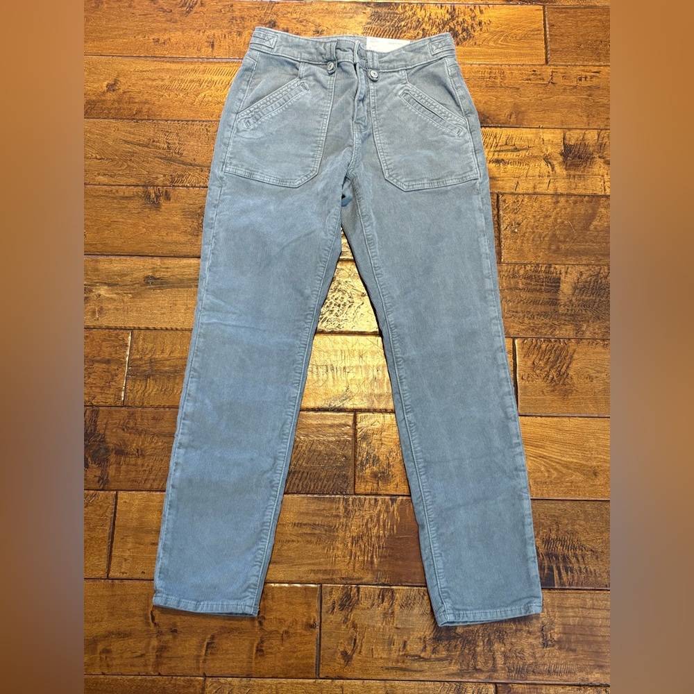 American Eagle Corduroy Pants Womens 4 Short Gray Classic Skinny Stretch Casual
